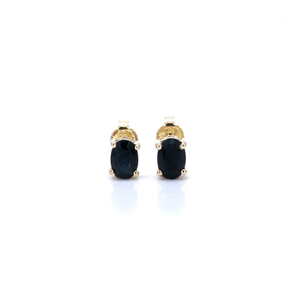 Genuine Blue Sapphire 10k Yellow Gold Earrings