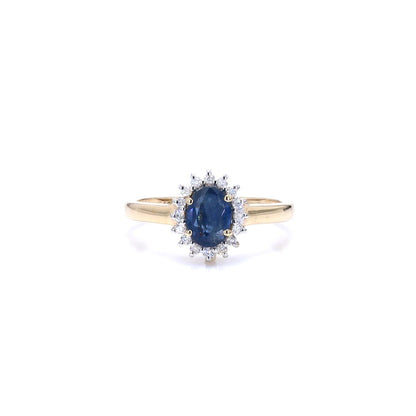 1.11ct Natural Blue Sapphire with Diamond Ring