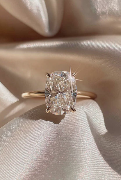 3.08ct IGI Certified Elongated Cushion Lab Grown Diamond Engagement Ring in 14K Yellow Gold