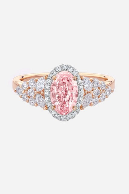 CELESTINA – Pink Oval Diamond with Side Marquise Diamond Cluster AG & CO Jewellery