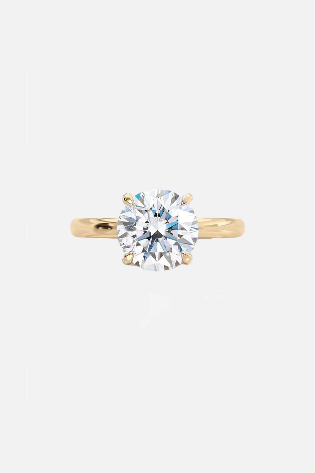Round Solitaire Cathedral Lab Grown Diamond Engagement Ring 14K Solid Yellow Gold AG & CO Jewellery