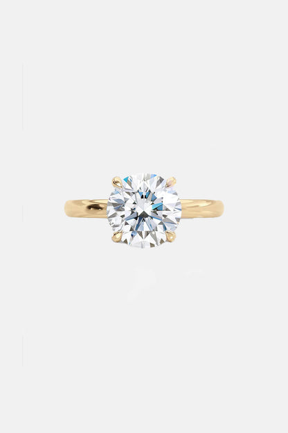 Round Solitaire Cathedral Lab Grown Diamond Engagement Ring 14K Solid Yellow Gold AG & CO Jewellery