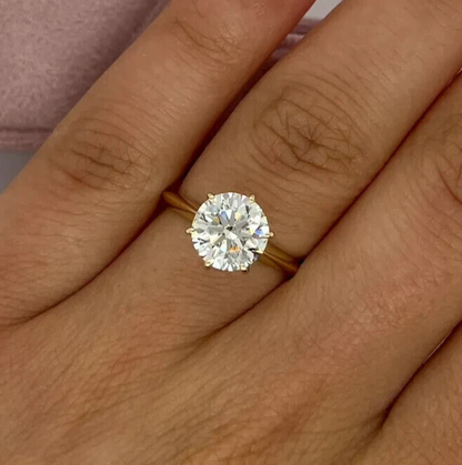 4.00 Carat 6 Claw Round Solitaire Engagement Ring - Lab Grown Diamond - 14K Gold