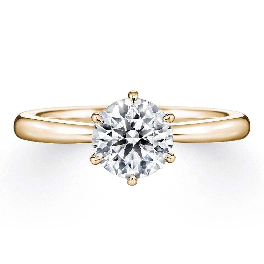 4.00 carat 6 claw round solitaire engagement ring - lab grown diamond - 14k gold