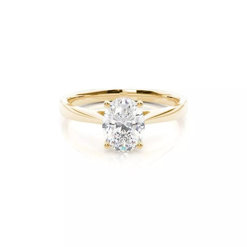 2.00 carat moissanite oval solitaire diamond ring with hidden halo