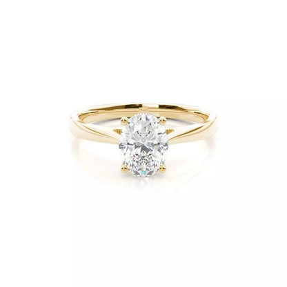 2.00 Carat Moissanite Oval Solitaire Diamond Ring with Hidden Halo