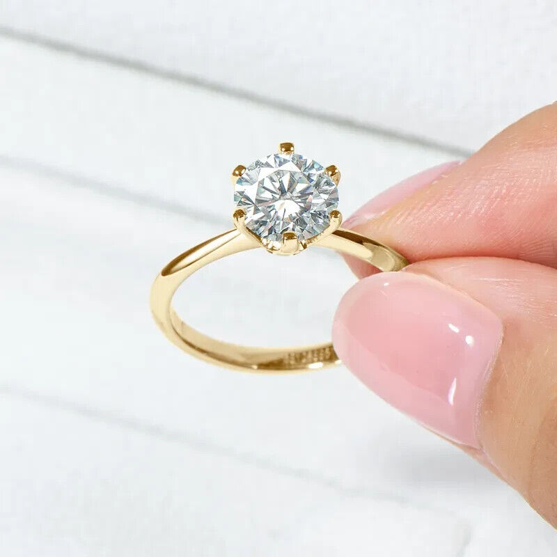 2.00 carat 6 claw round solitaire engagement ring - lab grown diamond - 18k gold