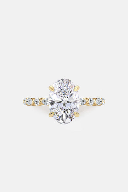 ADELINA - Oval Diamond Engagement Ring With Marquise Band Accent AG & CO Jewellery