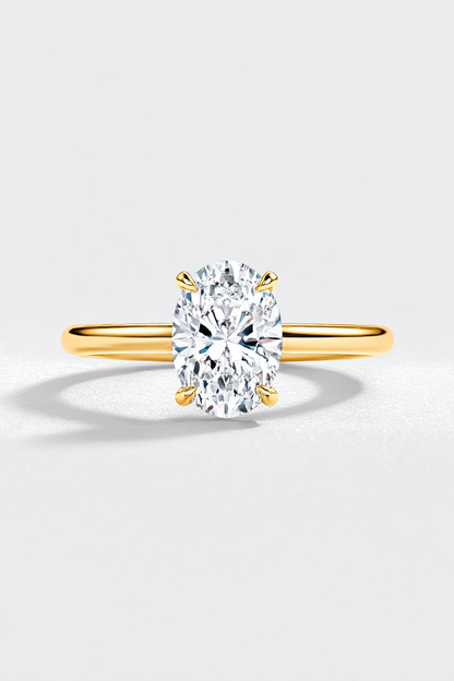 2.00 Carat Moissanite Oval Solitaire Diamond Ring with Hidden Halo AG & CO Jewellery