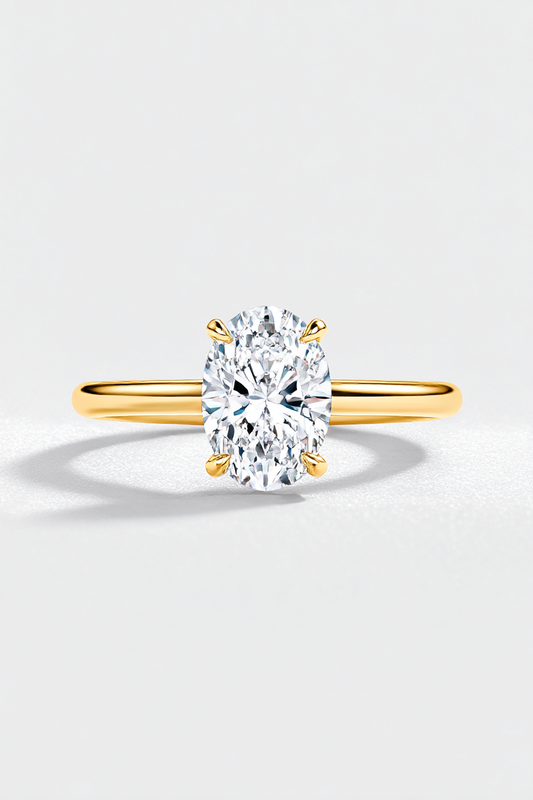 2.00 Carat Moissanite Oval Solitaire Diamond Ring with Hidden Halo AG & CO Jewellery