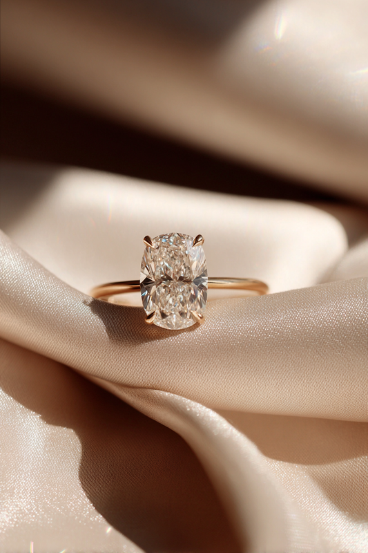3.08ct IGI Certified Elongated Cushion Lab Grown Diamond Engagement Ring in 14K Yellow Gold AG & CO Jewellery