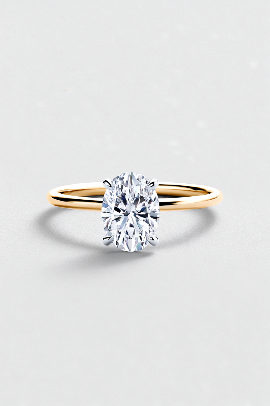 2.50CT Oval Solitaire Lab Grown Diamond Engagement Ring 14K Solid Yellow Gold AG & CO Jewellery