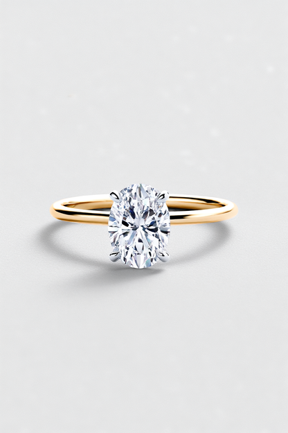 2.50CT Oval Solitaire Lab Grown Diamond Engagement Ring 14K Solid Yellow Gold AG & CO Jewellery