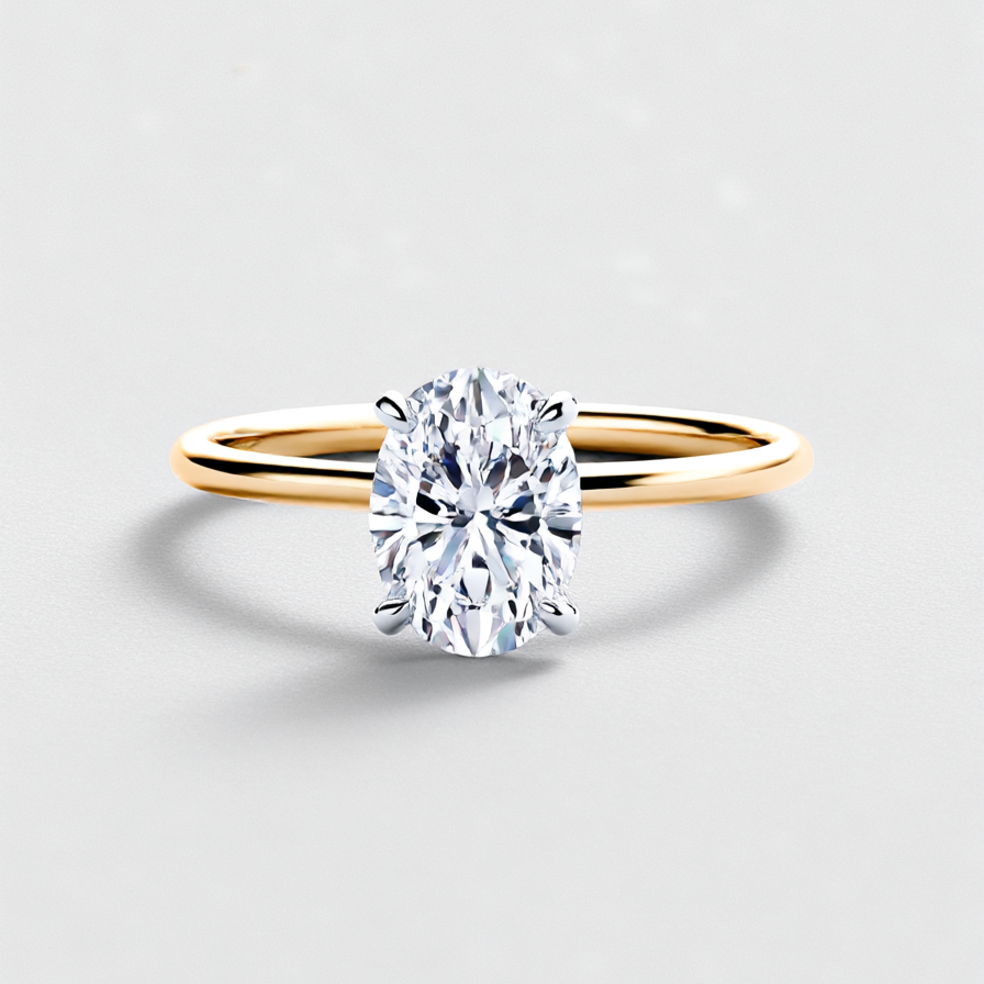 2.50CT Oval Solitaire Lab Grown Diamond Engagement Ring 14K Solid Gold AG & CO Jewellery