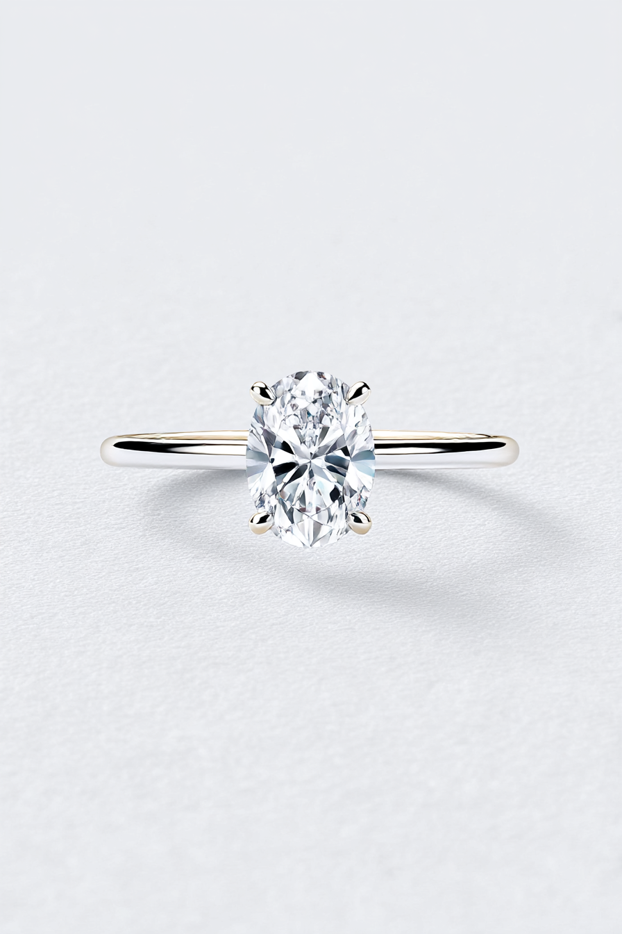 2.50ct Oval Lab-Grown Diamond Solitaire Cathedral Engagement Ring in Platinum AG & CO Jewellery