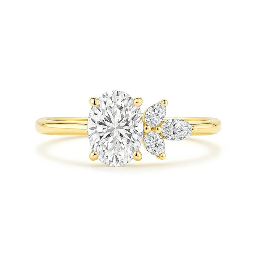 Liora Bloom - Oval Diamond Engagement Ring With A Side-Set Petal-Inspired Cluster For A Fresh, Asymmetric Look AG & CO Jewellery