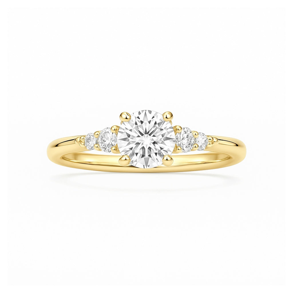 Isla -  Classic Round Diamond Engagement Ring With Graduated Side Stones AG & CO Jewellery