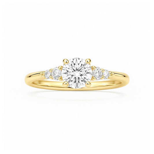Isla -  Classic Round Diamond Engagement Ring With Graduated Side Stones AG & CO Jewellery
