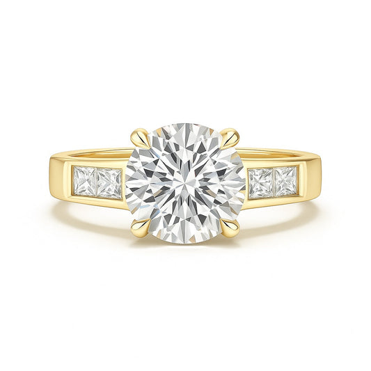 Aurex - Round Brilliant Diamond Engagement Ring With Princess channel band AG & CO Jewellery