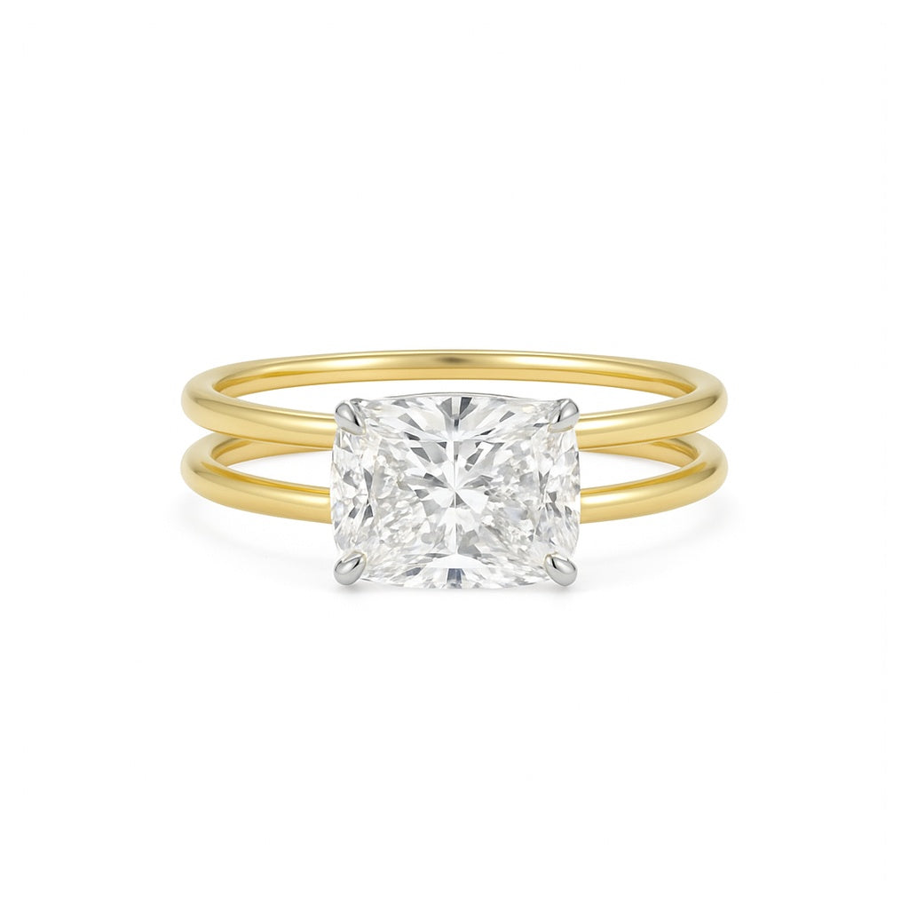 Nova Twin - Cushion Cut Solitaire Double-Band Design AG & CO Jewellery