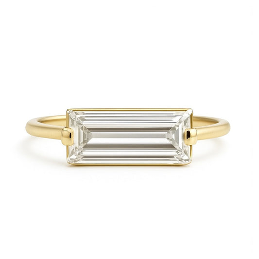 Liora - East-West Set Baguette Diamond Solitaire Design Engagement Ring AG & CO Jewellery