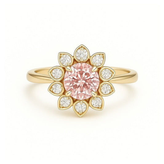 Fleur Rosé - A radiant blooms within a diamond petal halo AG & CO Jewellery