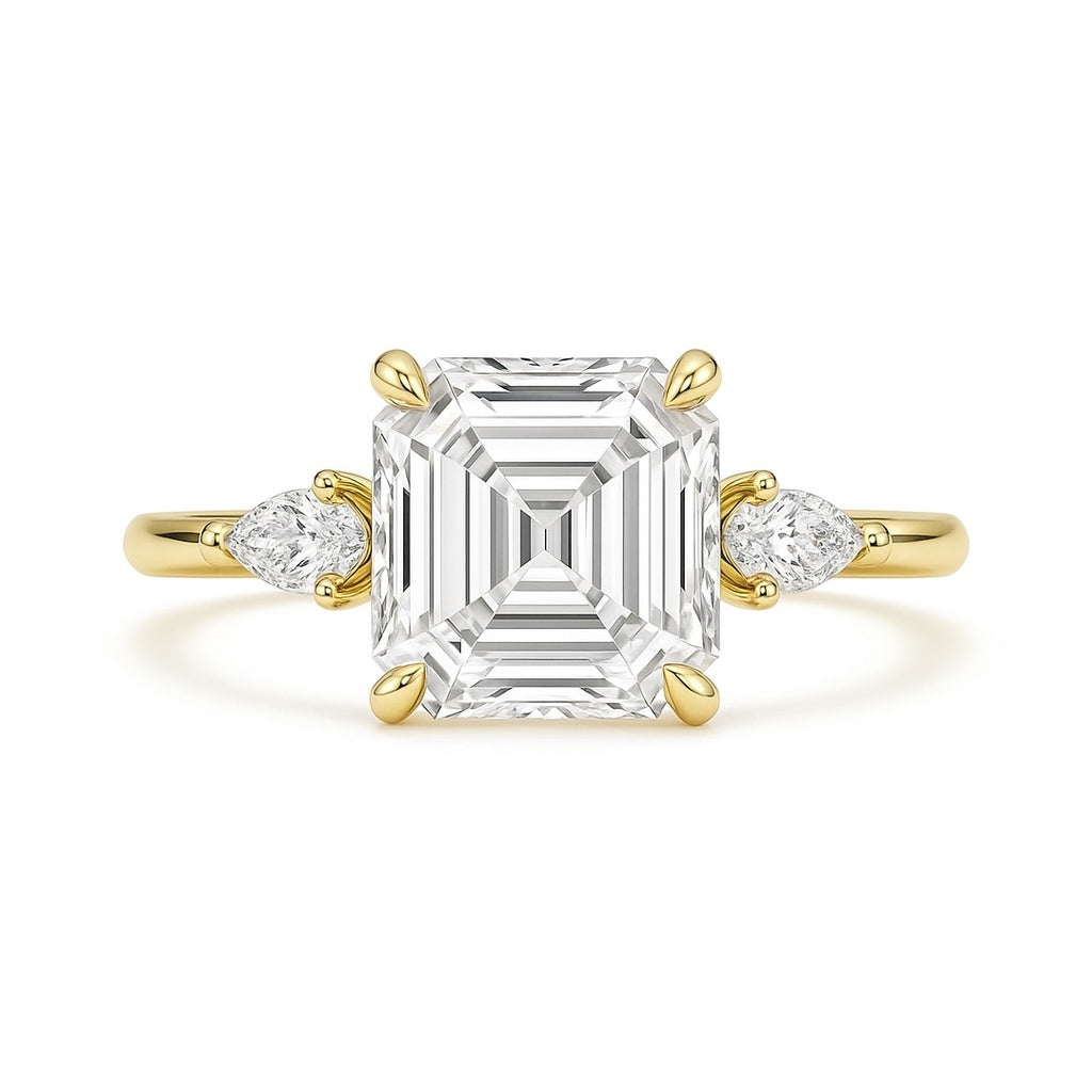 solara - princess trilogy diamond engagement ring with pear side stones ag & co jewellery