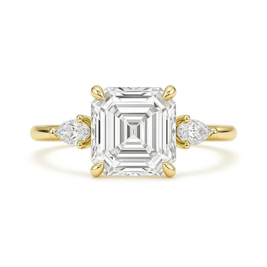 Solara - Princess Trilogy Diamond Engagement Ring with Pear Side Stones AG & CO Jewellery