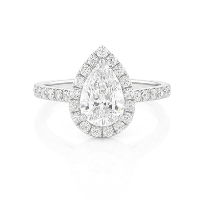 Penelope - Halo Pear Lab-Grown Diamond Engagement Ring with Pavé Band AG & CO Jewellery