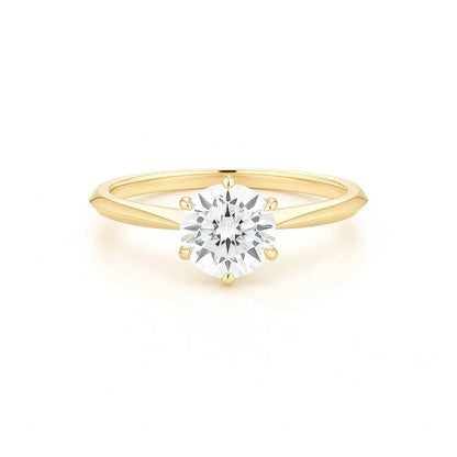 6 Prong Round Solitaire Engagement Ring 18K Solid Yellow Gold - AG & CO Jewellery