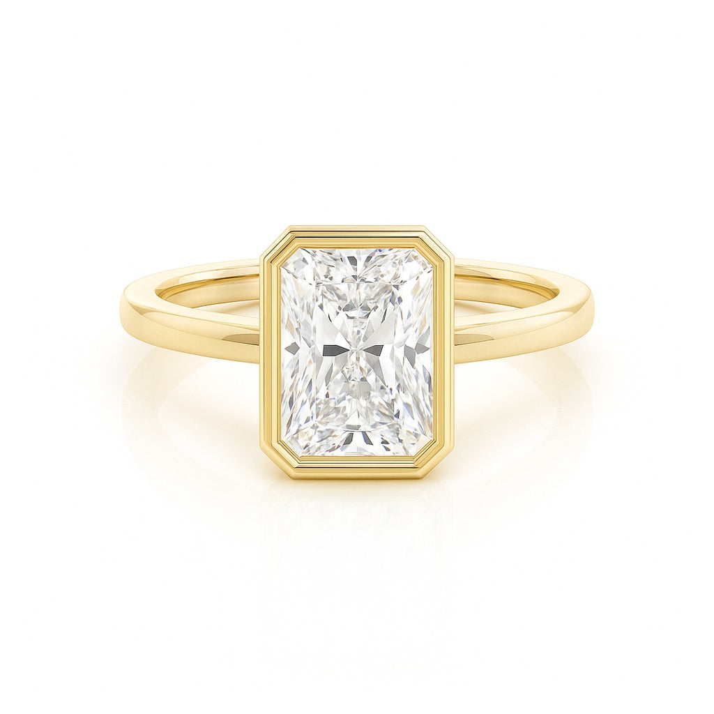 Radiant Bezel Solitaire Diamond Engagement Ring AG & CO Jewellery