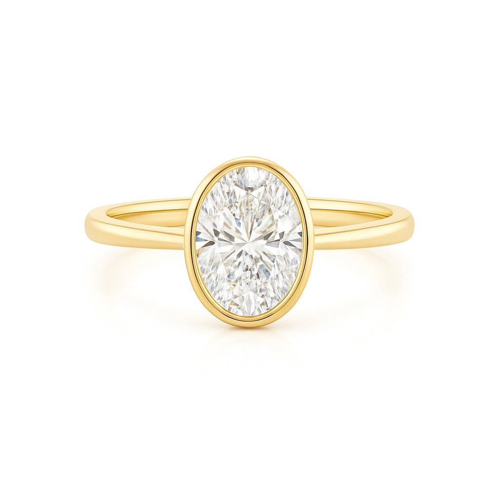 Oval Bezel Solitaire Diamond Engagement Ring AG & CO Jewellery